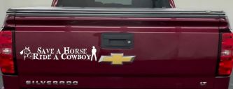 Save a Horse Ride a Cowboy Western Rodeo Farm Ranch Car or Truck Window Decal Sticker (White)
