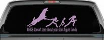 My K9 Dog Doesn't Care About Your Stick Figure Family Funny Car or Truck Window Decal Sticker (Lilac)