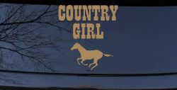 Country Girl With Running Horse  Rodeo Farm Ranch Car or Truck Window Decal Sticker (Light Brown)