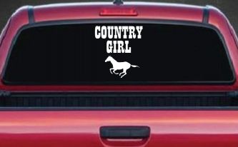 Country Girl With Running Horse  Rodeo Farm Ranch Car or Truck Window Decal Sticker