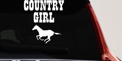 Country Girl With Running Horse  Rodeo Farm Ranch Car or Truck Window Vinyl Decal Sticker