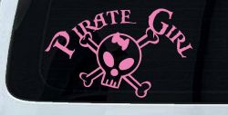 Pirate Girl Cute Skull Car or Truck Window Decal Sticker (Pink)