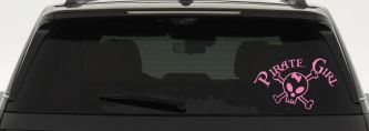Pirate Girl Cute Skull Car or Truck Window Decal Sticker (Pink)