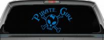 Pirate Girl Cute Skull Car or Truck Window Decal Sticker (Sky Blue)