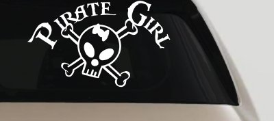 Pirate Girl Cute Skull Car or Truck Window Vinyl Decal Sticker
