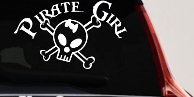 Pirate Girl Cute Skull Car or Truck Window Vinyl Decal Sticker