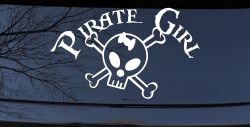 Pirate Girl Cute Skull Car or Truck Window Decal Sticker