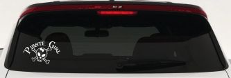 Pirate Girl Cute Skull Car or Truck Window Decal Sticker (White)