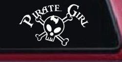 Pirate Girl Cute Skull Car or Truck Window Decal Sticker