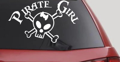 Pirate Girl Cute Skull Car or Truck Window Vinyl Decal Sticker