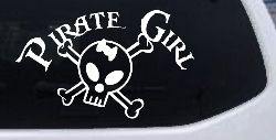 Pirate Girl Cute Skull Car or Truck Window Decal Sticker