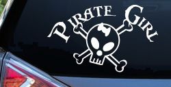 Pirate Girl Cute Skull Car or Truck Window Decal Sticker
