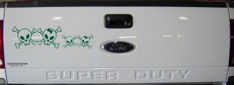 Cute Skull with Son Daughter Stick Family Car or Truck Window Vinyl Decal Sticker (Dark Green)