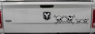 Cute Skull with Son Daughter Stick Family Car or Truck Window Vinyl Decal Sticker (Matte Black)