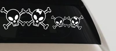 Cute Skull with Son Daughter Stick Family Car or Truck Window Vinyl Decal Sticker