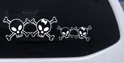 Cute Skull with Son Daughter Stick Family Car or Truck Window Decal Sticker