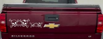 Cute Skull with Son Daughter Stick Family Car or Truck Window Vinyl Decal Sticker (White)