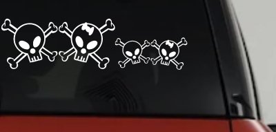 Cute Skull with Son Daughter Stick Family Car or Truck Window Vinyl Decal Sticker