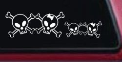 Cute Skull with Son Daughter Stick Family Car or Truck Window Decal Sticker