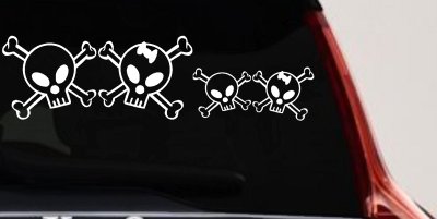 Cute Skull with Son Daughter Stick Family Car or Truck Window Vinyl Decal Sticker