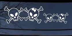 Cute Skull with Son Daughter Stick Family Car or Truck Window Decal Sticker
