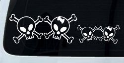 Cute Skull with Son Daughter Stick Family Car or Truck Window Decal Sticker