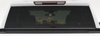 Cute Skull with two Sons Stick Family Car or Truck Window Decal Sticker (Gold)