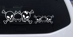 Cute Skull with two Sons Stick Family Car or Truck Window Decal Sticker