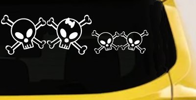Cute Skull with two Sons Stick Family Car or Truck Window Vinyl Decal Sticker