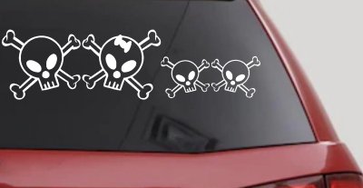 Cute Skull with two Sons Stick Family Car or Truck Window Vinyl Decal Sticker