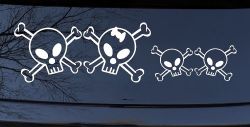 Cute Skull with two Sons Stick Family Car or Truck Window Decal Sticker
