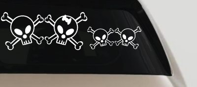 Cute Skull with two Sons Stick Family Car or Truck Window Vinyl Decal Sticker
