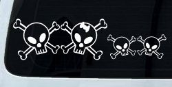 Cute Skull with two Sons Stick Family Car or Truck Window Decal Sticker