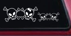 Cute Skull with two Sons Stick Family Car or Truck Window Decal Sticker
