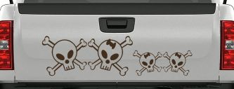 Cute Skull with two Daughters Stick Family Car or Truck Window Vinyl Decal Sticker (Brown)