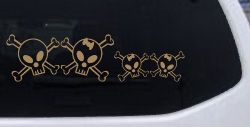 Cute Skull with two Daughters Stick Family Car or Truck Window Vinyl Decal Sticker (Light Brown)