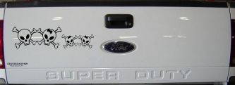 Cute Skull with two Daughters Stick Family Car or Truck Window Decal Sticker (Matte Black)