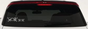 Cute Skull with two Daughters Stick Family Car or Truck Window Vinyl Decal Sticker (White)
