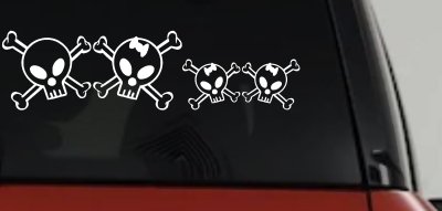 Cute Skull with two Daughters Stick Family Car or Truck Window Vinyl Decal Sticker