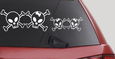 Cute Skull with two Daughters Stick Family Car or Truck Window Vinyl Decal Sticker