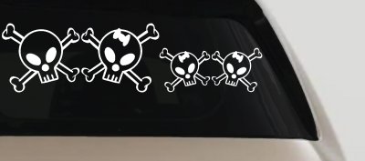 Cute Skull with two Daughters Stick Family Car or Truck Window Vinyl Decal Sticker