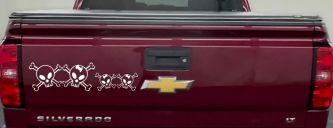 Cute Skull with two Daughters Stick Family Car or Truck Window Decal Sticker (White)