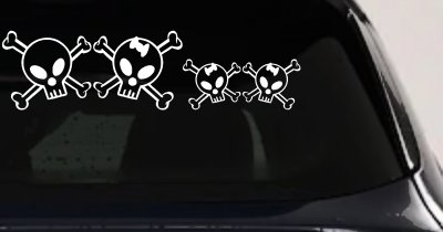Cute Skull with two Daughters Stick Family Car or Truck Window Vinyl Decal Sticker