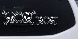Cute Skull with two Daughters Stick Family Car or Truck Window Decal Sticker
