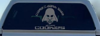Darth Vader Come To The Dark Side We Have Cookies Funny Car or Truck Window Decal Sticker (Silver)
