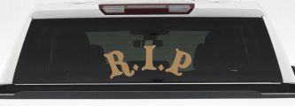 R.I.P Rest In Peace In Memory Of Car or Truck Window Vinyl Decal Sticker (Light Brown)