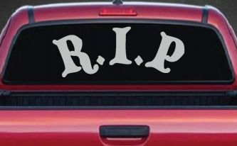 R.I.P Rest In Peace In Memory Of Car or Truck Window Vinyl Decal Sticker (Light Gray)