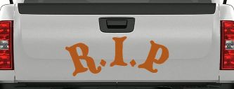 R.I.P Rest In Peace In Memory Of Car or Truck Window Decal Sticker (Nut Brown)