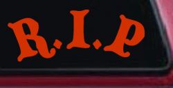 R.I.P Rest In Peace In Memory Of Car or Truck Window Decal Sticker (Orange Red)