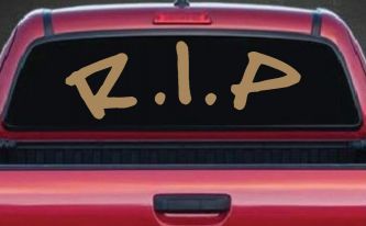 R.I.P Rest In Peace In Memory Of Car or Truck Window Decal Sticker (Light Brown)